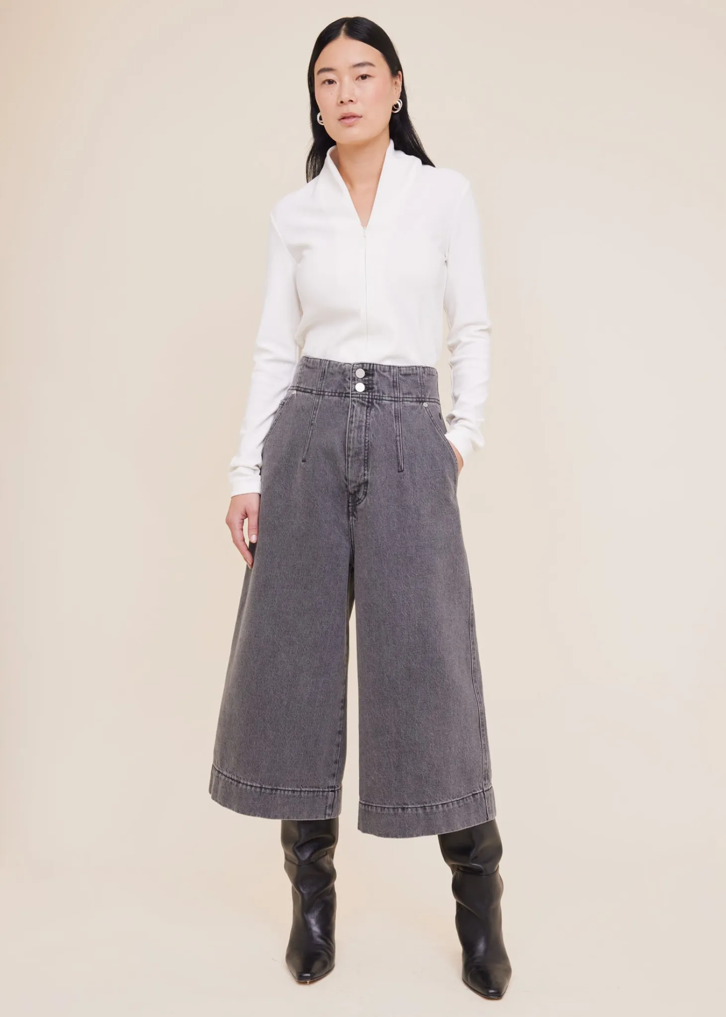 Viscose top met rits