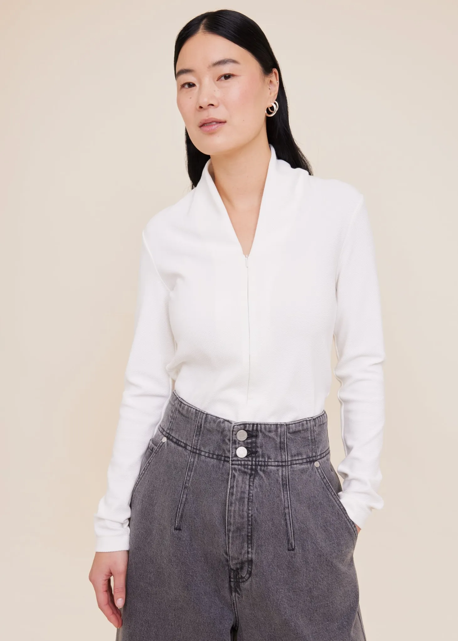 Viscose top met rits