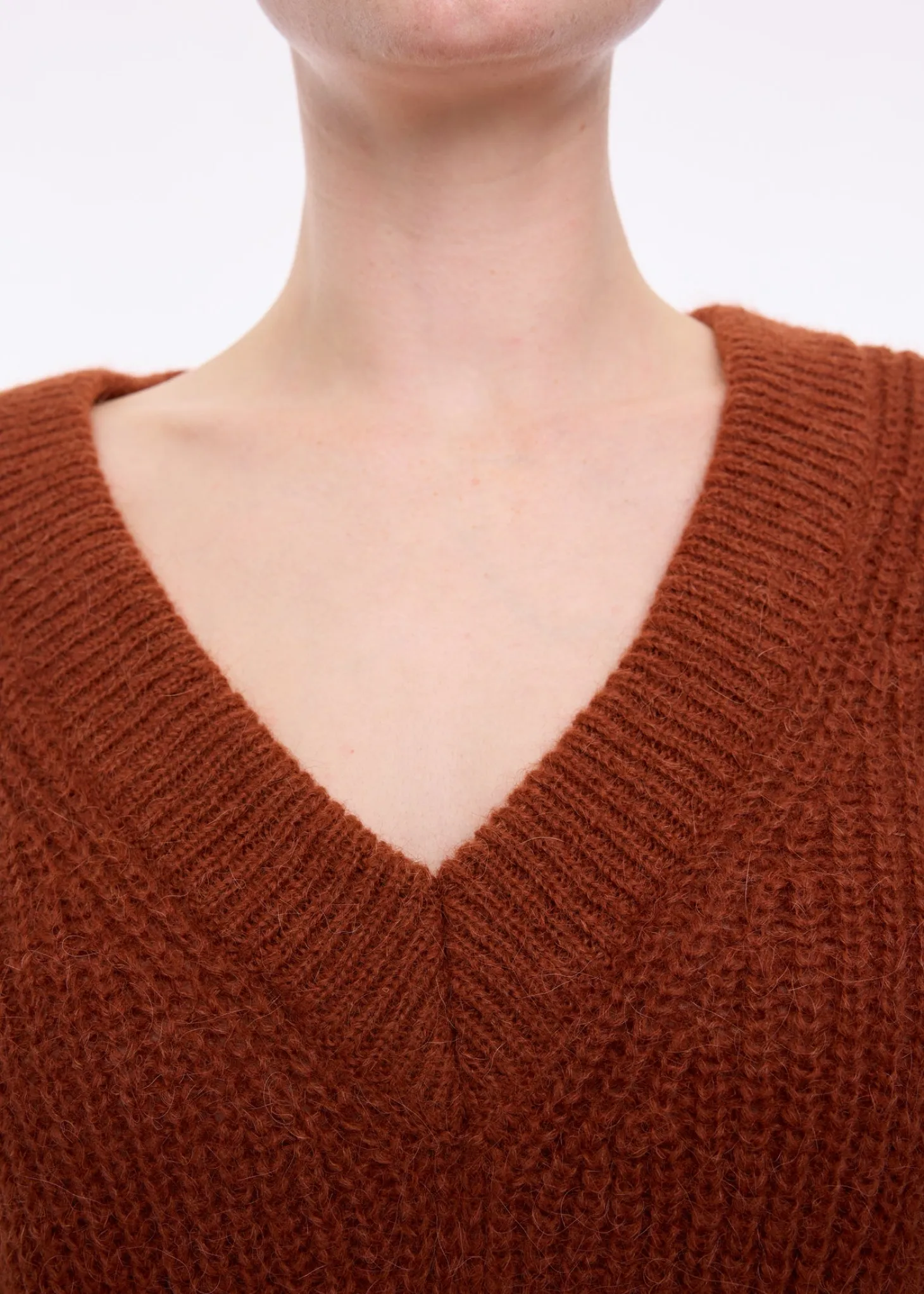 V-neck wool maxi dress