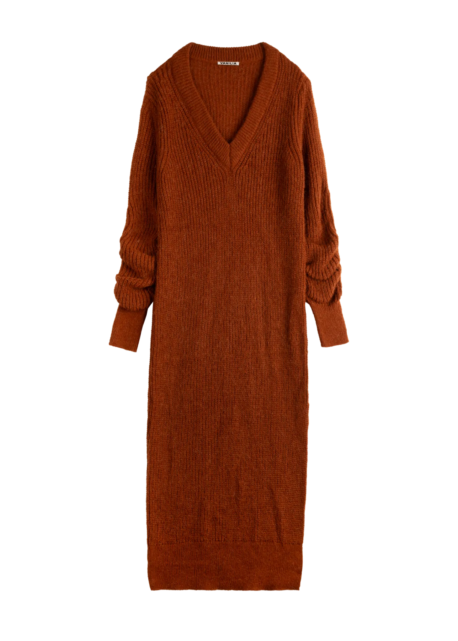V-neck wool maxi dress