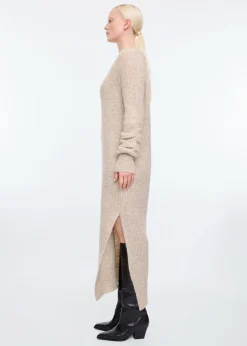 V-neck wool maxi dress