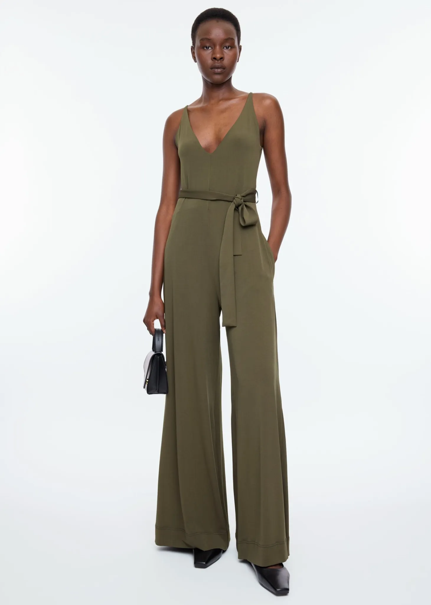 V-shape jersey jumpsuit