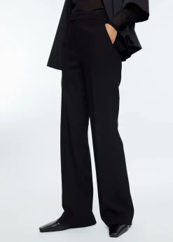 Wafel structuur broek flared fit
