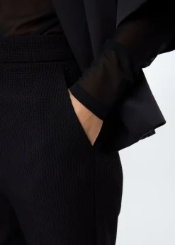 Wafel structuur broek flared fit