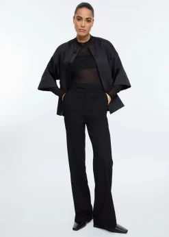 Wafel structuur broek flared fit