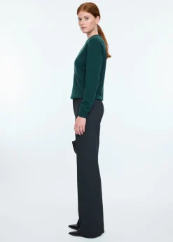 Waffle flared trousers