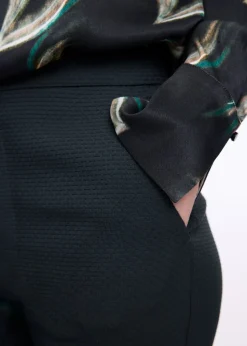 Waffle flared trousers