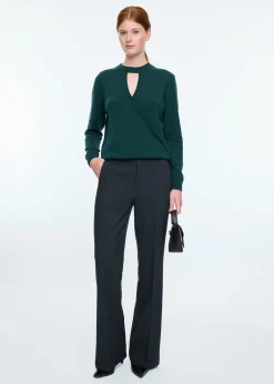 Waffle flared trousers