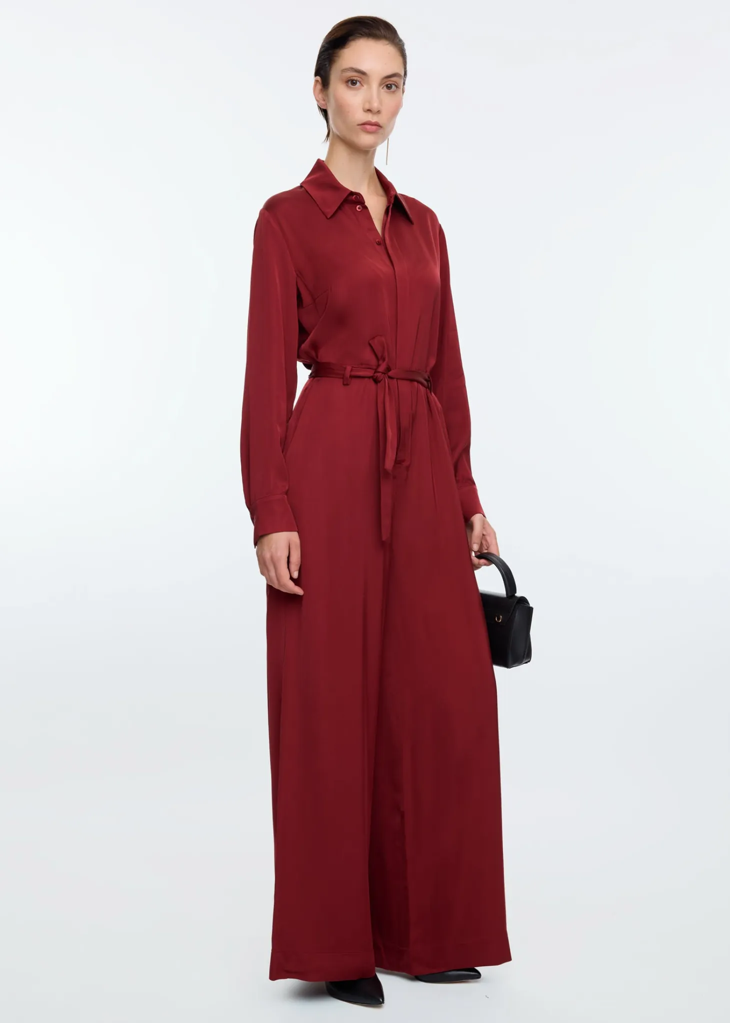 Wide satin jumpsuit
