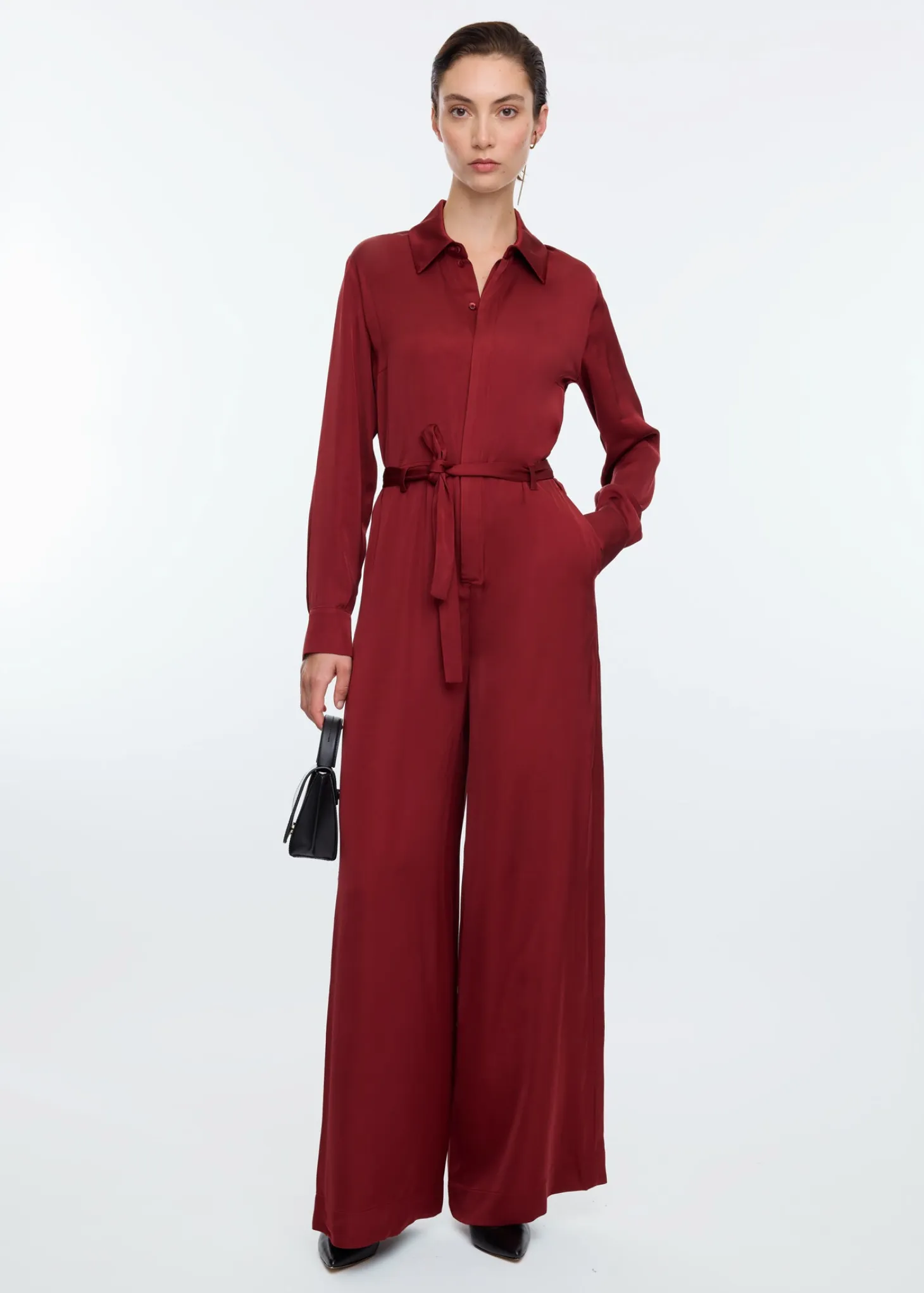 Wide satin jumpsuit