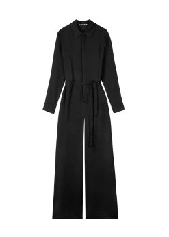 Wide satin jumpsuit