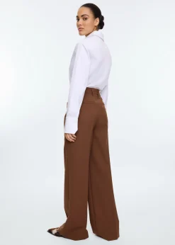 Wool tailored wide trousers