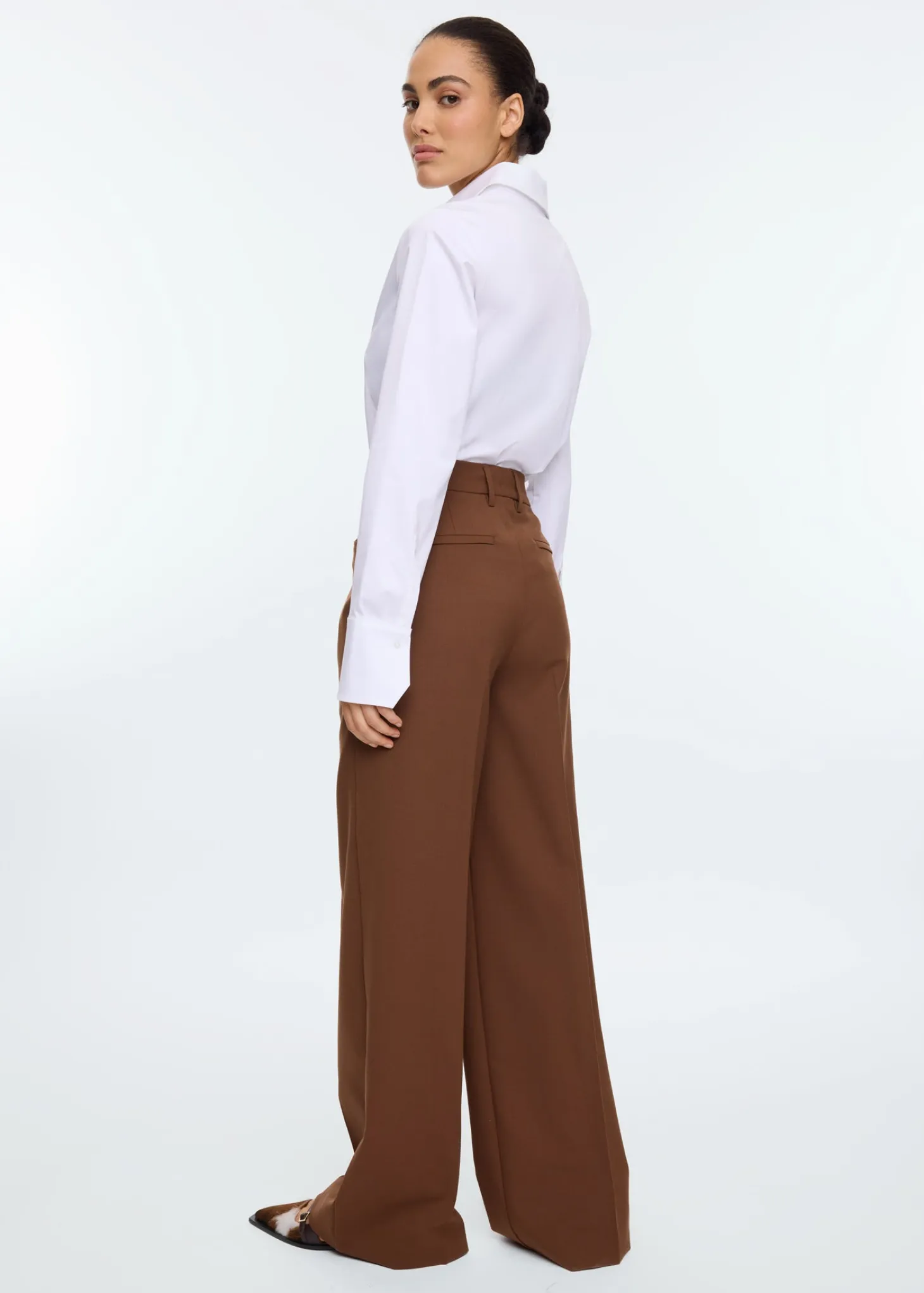 Wool tailored wide trousers